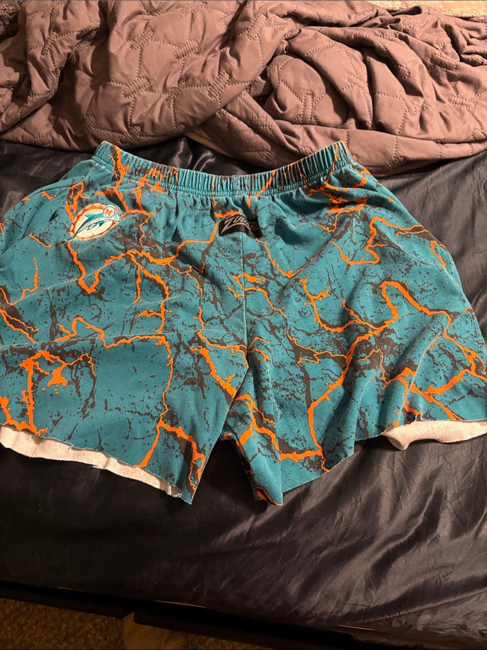 Miami Dolphins Teal & Orange Marble Graphic Shorts